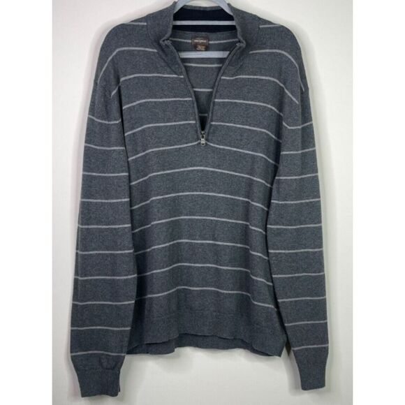 Greg Norman Collection Other - Greg Norman Grey Striped Quarter Zip Sweater Men's Size Large